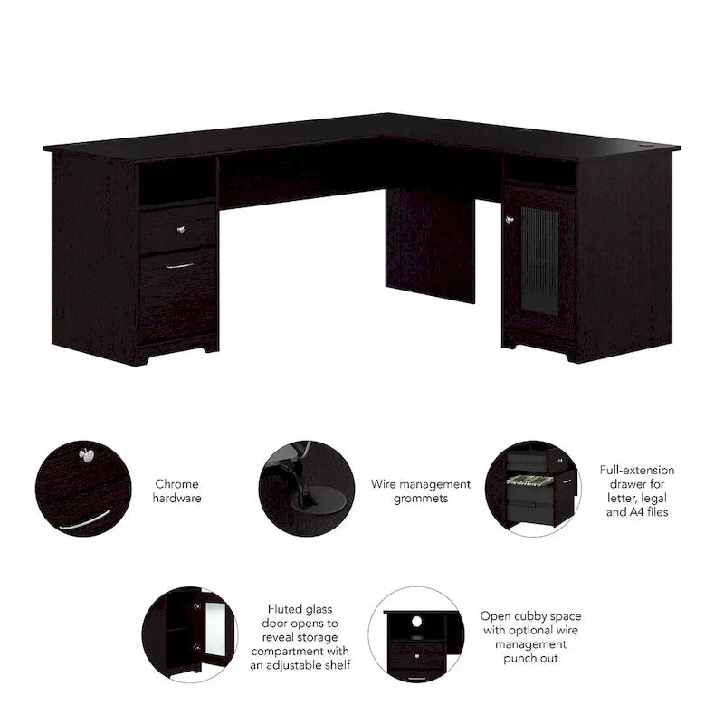 Bureau d'ordinateur en L Cabot 72W avec rangement par Bush Furniture