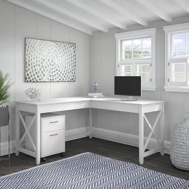 Bureau en L 60 W Key West avec classeur mobile de Bush Furniture