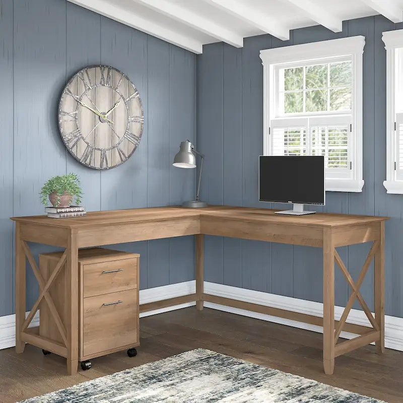 Bureau en L 60 W Key West avec classeur mobile de Bush Furniture