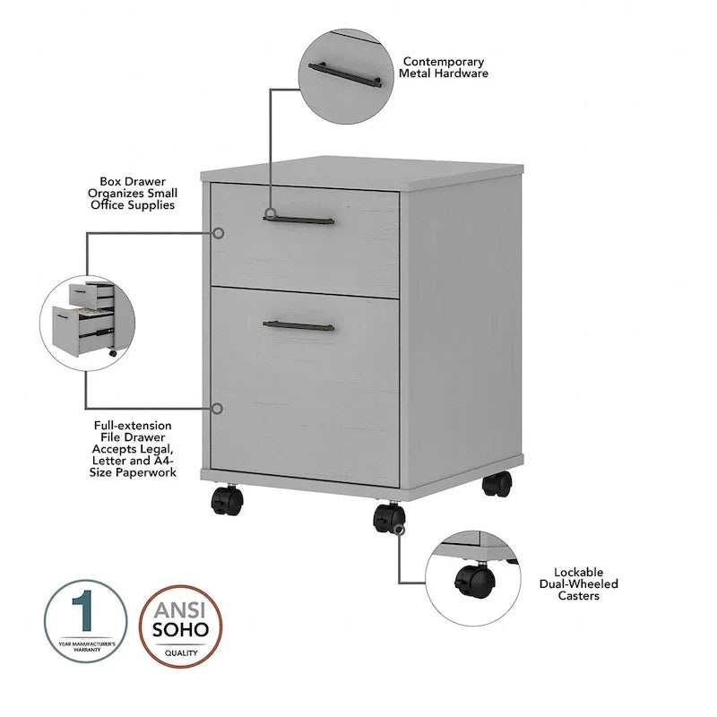 Bureau en L 60 W Key West avec classeur mobile de Bush Furniture