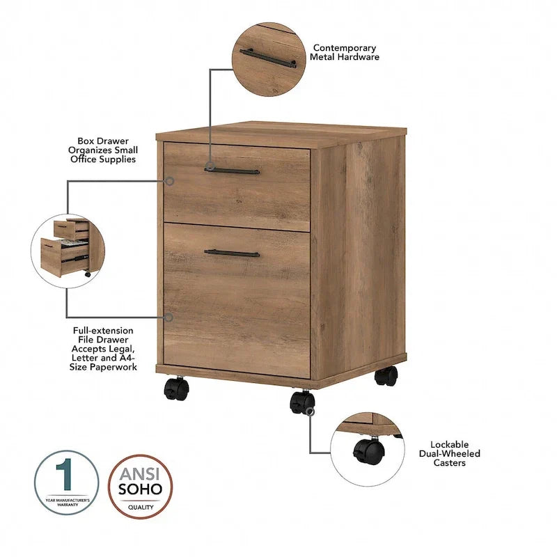 Bureau en L 60 W Key West avec classeur mobile de Bush Furniture