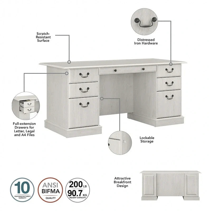 Bureau de direction Saratoga, classeur et bibliothèques Bush Furniture