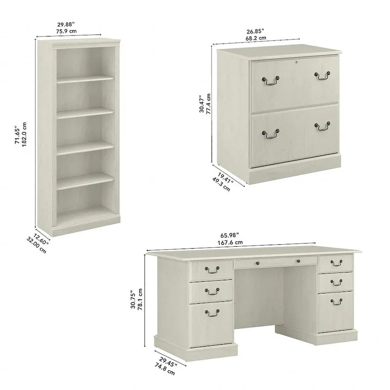 Bureau de direction Saratoga, classeur et bibliothèques Bush Furniture
