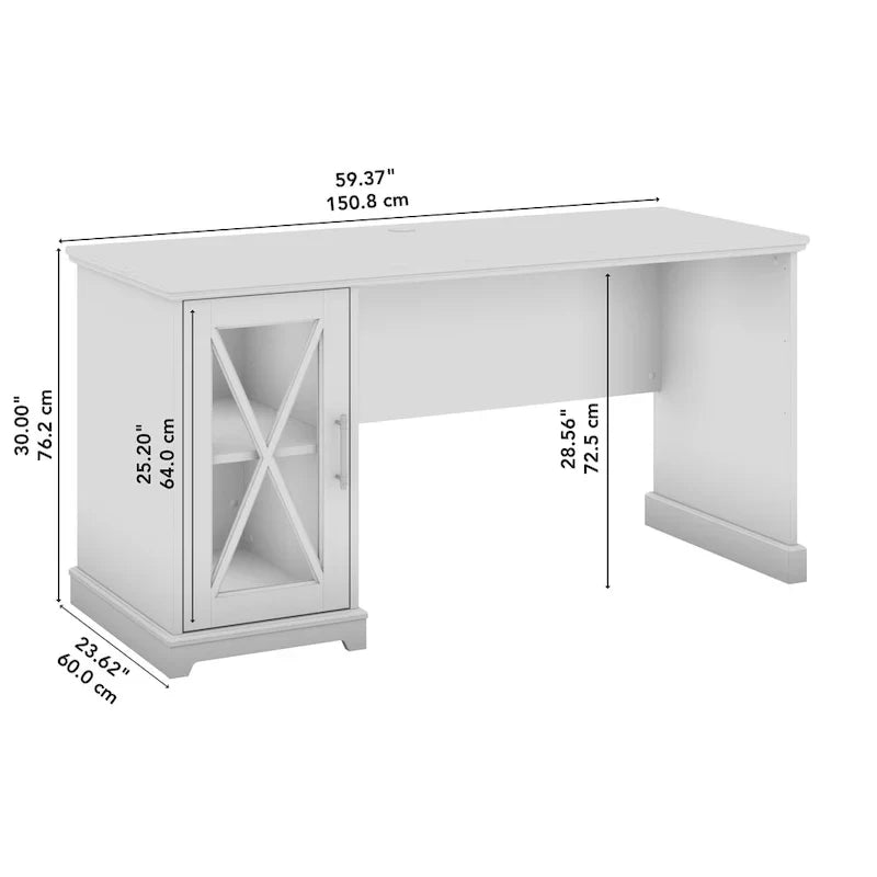 Bureau de style campagnard 60 W Lennox avec armoire de rangement de Bush Furniture