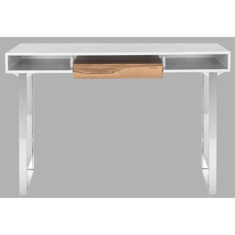 SAFAVIEH Bettyjane Bureau d'ordinateur moderne blanc/chrome