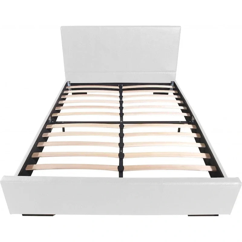 Cadre de lit king-size en similicuir blanc HomeRoots