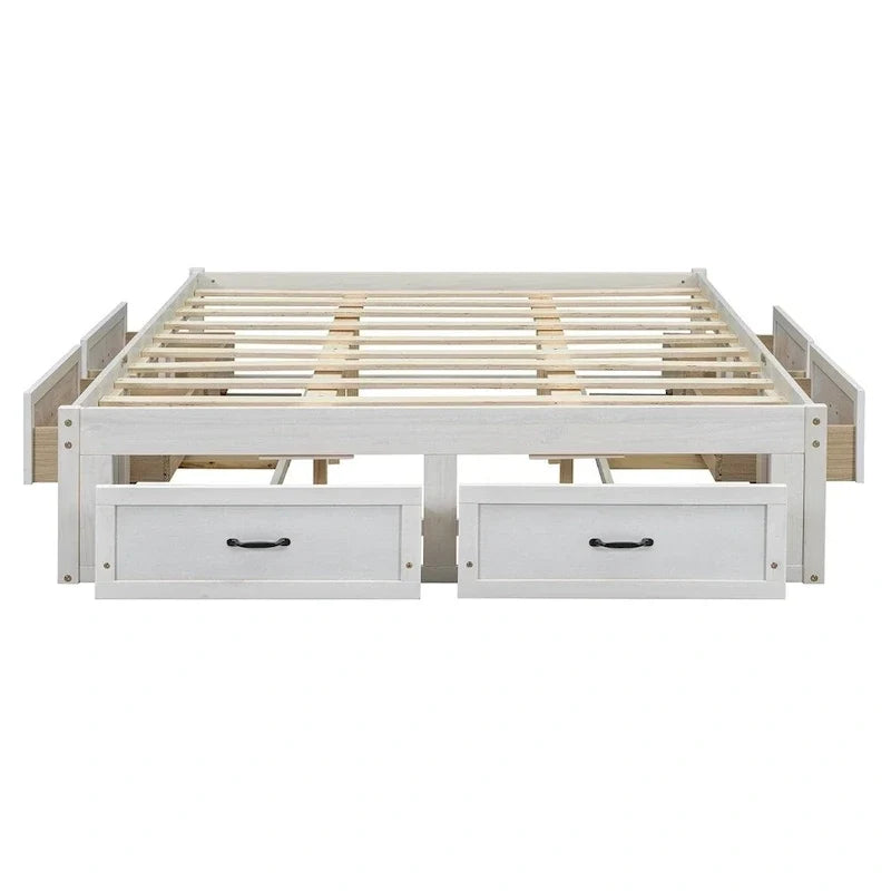 Lit plate-forme Queen Size avec 6 tiroirs de rangement