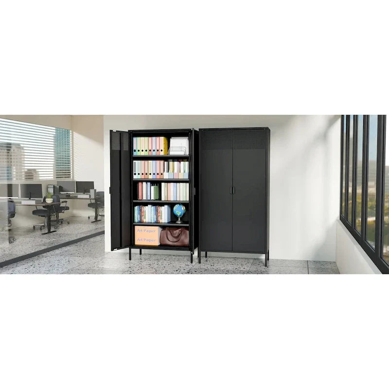 Casier de rangement métallique de 180 cm de haut avec 4 étagères réglables et 5 niveaux, idéal pour la maison et le bureau