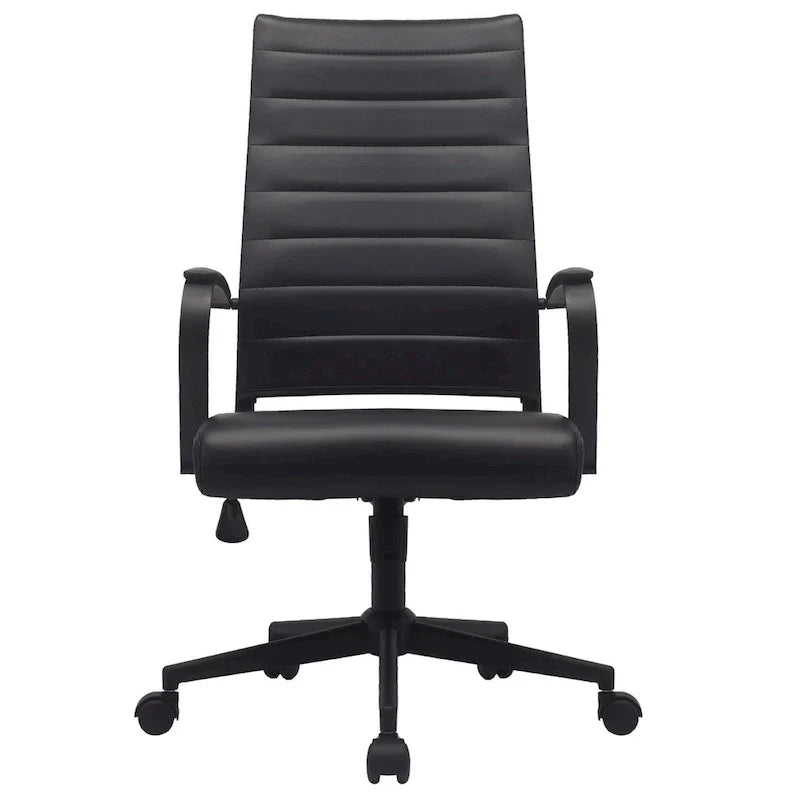 Fauteuil de bureau moderne à dossier haut en cuir PU nervuré, inclinable pour salle de conférence, ordinateur, chef, tâche de direction, patron