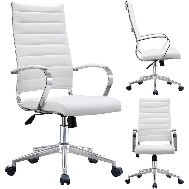 Fauteuil de bureau moderne à dossier haut, en cuir PU nervuré, pivotant et inclinable, pour salle de conférence, chaise de bureau avec coussin, pour patron