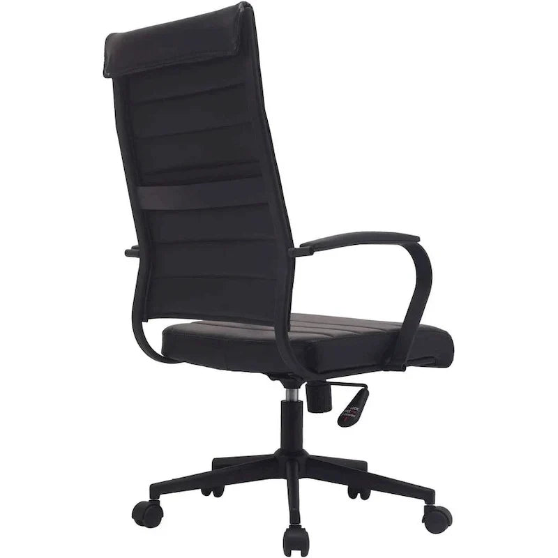 Fauteuil de bureau moderne à dossier haut, en cuir PU nervuré, pivotant et inclinable, pour salle de conférence, chaise de bureau avec coussin, pour patron
