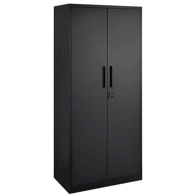 Armoire de rangement métallique verrouillable de 75 pouces avec 4 étagères réglables et 2 portes magnétiques