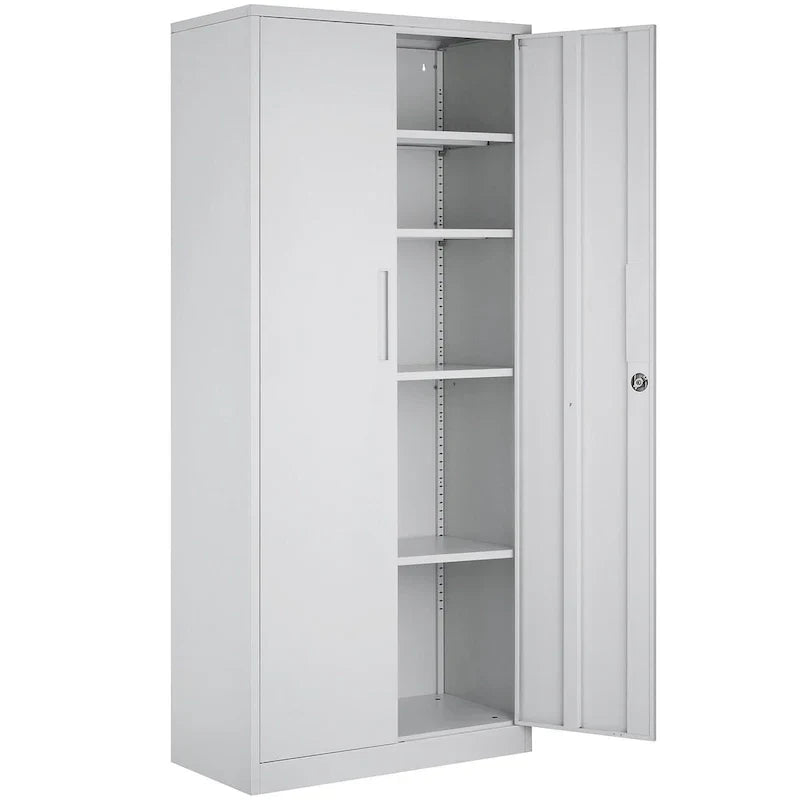 Armoire de rangement métallique verrouillable de 75 pouces avec 4 étagères réglables et 2 portes magnétiques