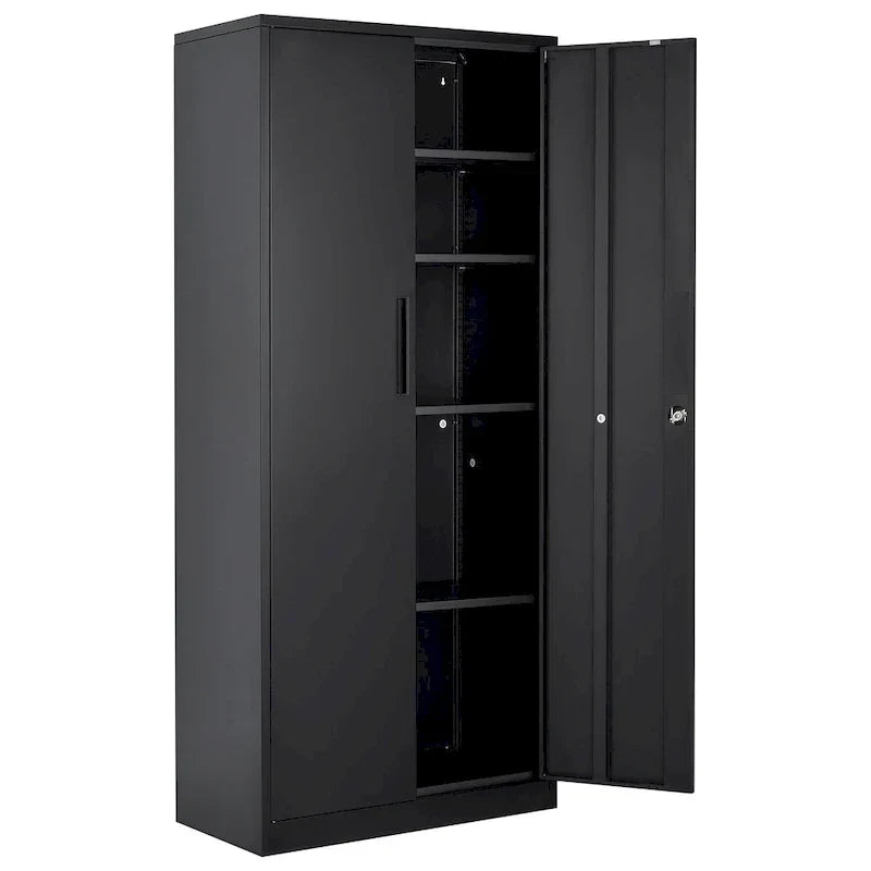 Armoire de rangement métallique verrouillable de 75 pouces avec 4 étagères réglables et 2 portes magnétiques