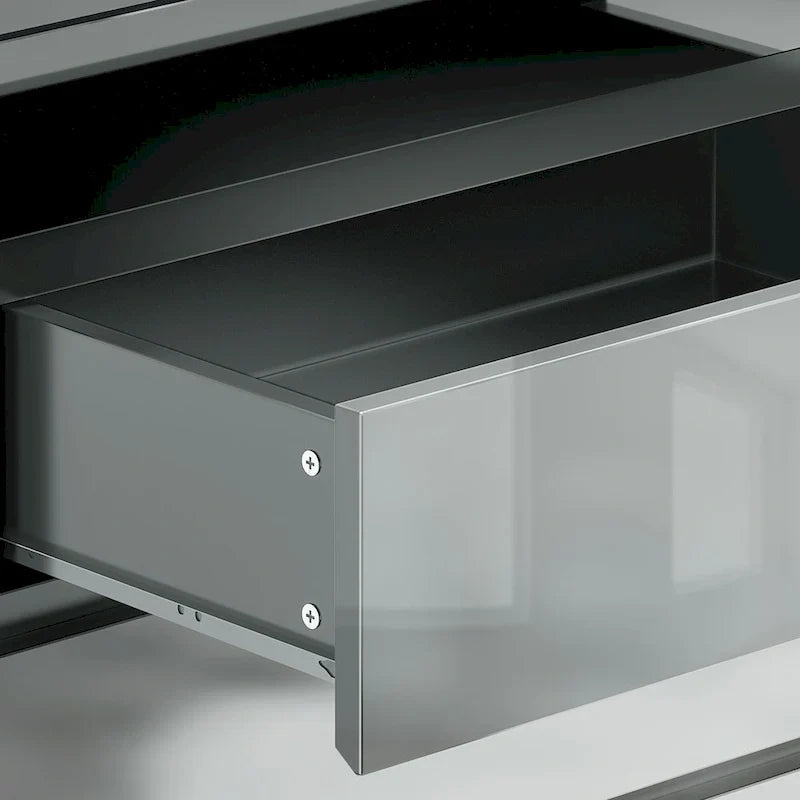 Commode 8 tiroirs Moasis avec lumière RVB, commode de rangement horizontale haute brillance