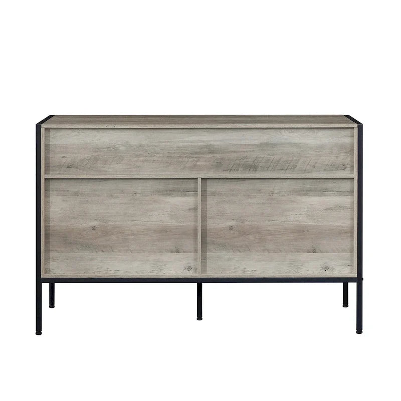 Commode horizontale à 7 tiroirs, Armoire de rangement en bois pour chambre à coucher, Meuble de rangement solide avec cadre en acier robuste