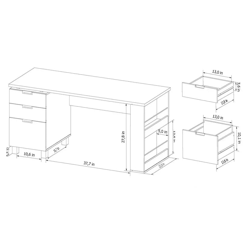 Bureau informatique Morr Modern Espresso de 59 pouces en bois avec 2 tiroirs par Furniture of America