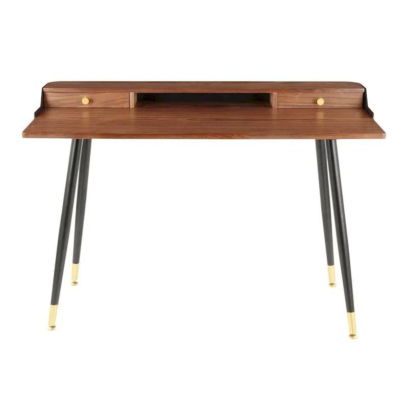 Bureau d'ordinateur Carson Carrington Creggan Mid-Century Modern en métal noir et bois