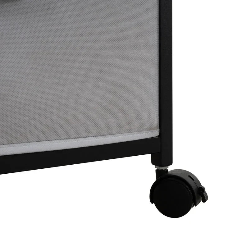 Meuble de classement mobile à 2 tiroirs avec support d'imprimante roulant avec étagère de rangement ouverte, armoire de classement verticale en tissu