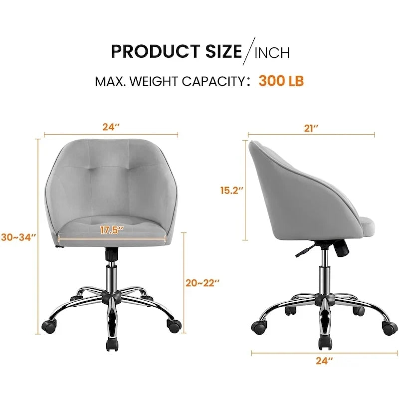 Chaise de bureau Yaheetech pour la maison, réglable en hauteur, pivotante à 360°