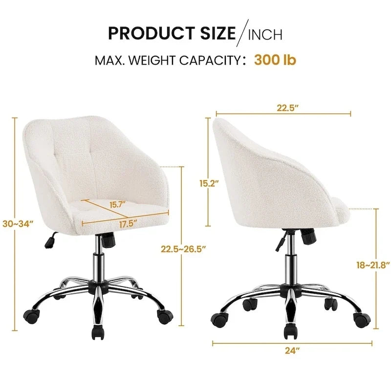Chaise de bureau Yaheetech pour la maison, réglable en hauteur, pivotante à 360°
