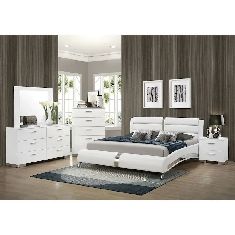 Escalon Ensemble de chambre 4 pièces blanc brillant contemporain