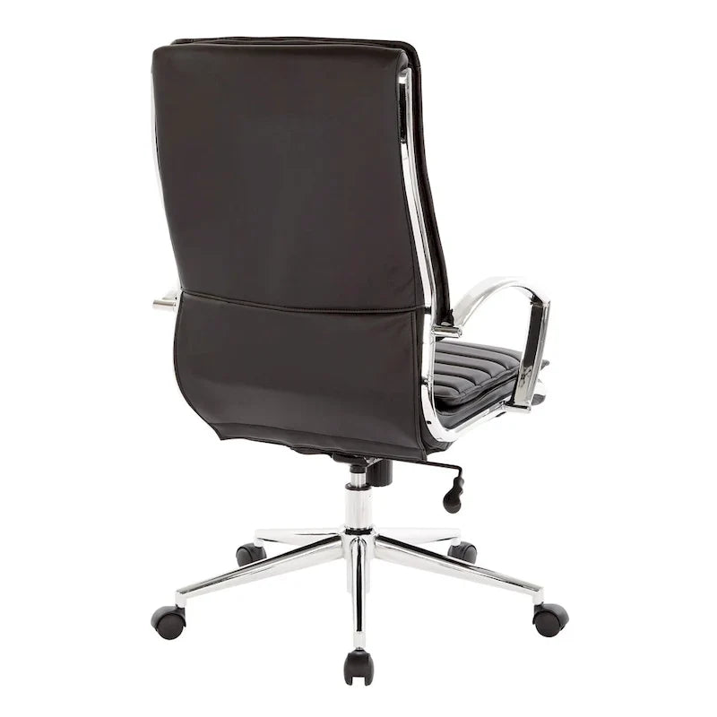 Fauteuil de direction professionnel à dossier haut en similicuir avec piètement chromé et accoudoirs amovibles