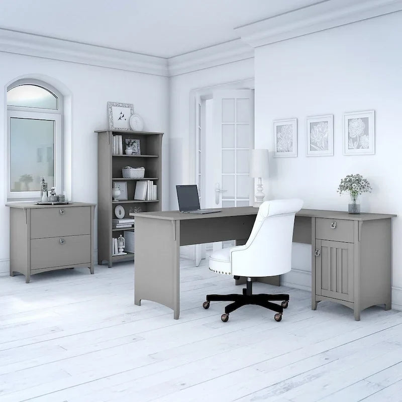 Bush Furniture Salinas Ensemble de bureau en L 60W, gris Cape Cod