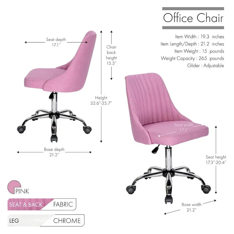 Chaise de bureau Porthos Home Jarvis en tissu rembourré avec base chromée