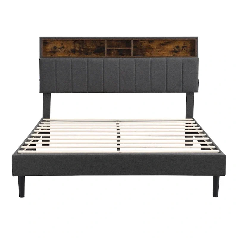 Lit plateforme rembourré Queen size