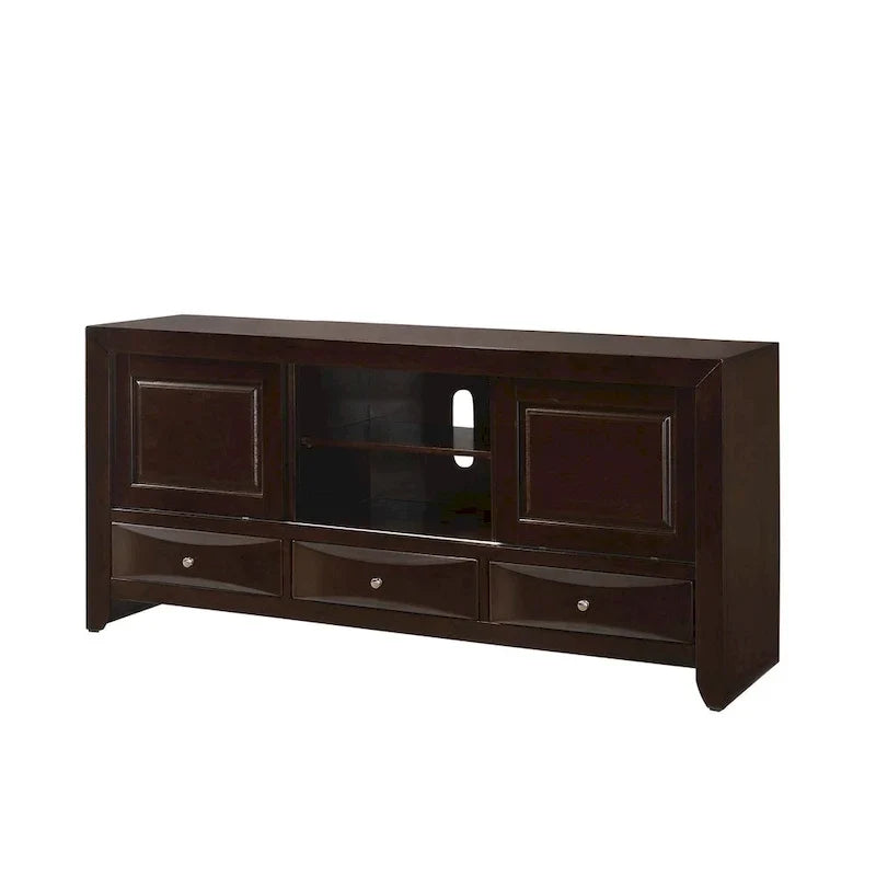 Ensemble de chambre à coucher Priscella 6 pièces en merisier foncé avec plateforme de rangement