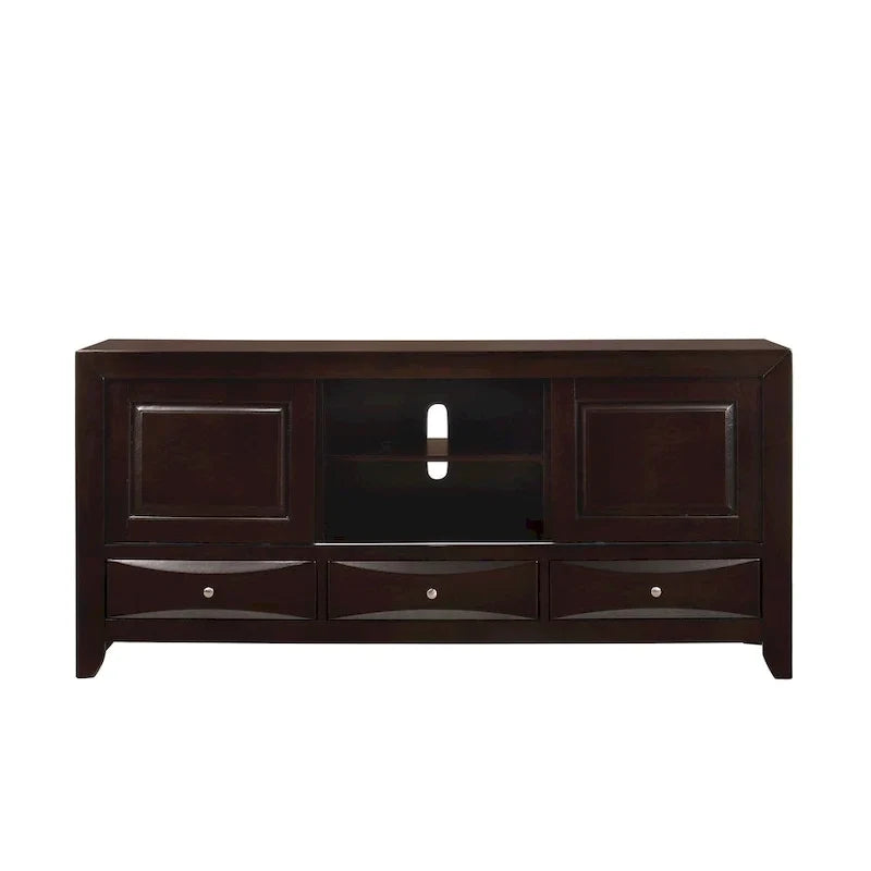 Ensemble de chambre à coucher Priscella 6 pièces en merisier foncé avec plateforme de rangement