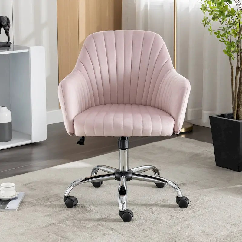 Chaise de bureau moderne en velours avec hauteur réglable et roulettes