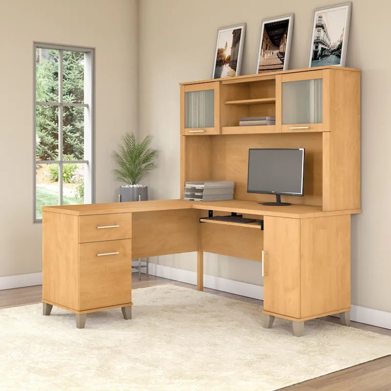 Bureau d'angle en L 60" Bush Furniture Somerset avec huche de rangement
