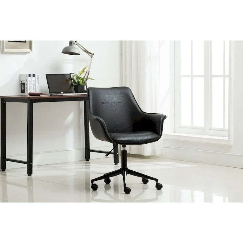 Chaise de bureau Porthos Home Jamar en cuir PU avec base roulante en métal