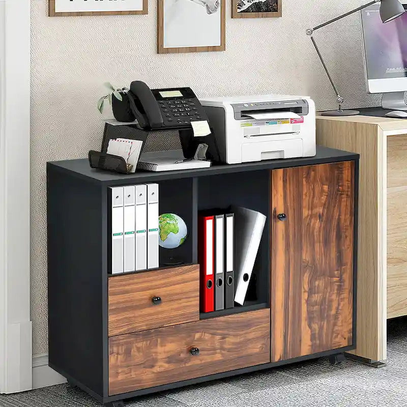 Meuble de classement mobile en bois, grande armoire de rangement, support d'imprimante