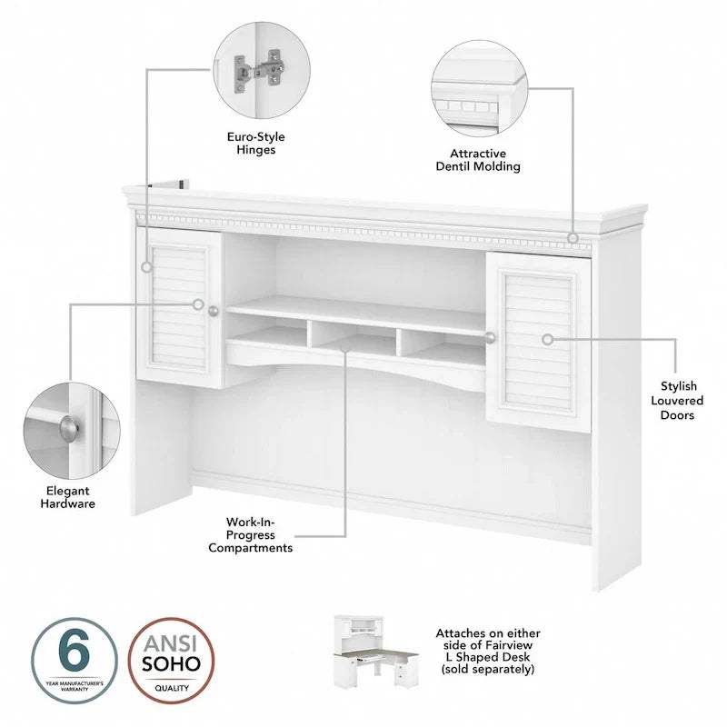 Bureau 60W Fairview avec huche, armoire et bibliothèque de Bush Furniture