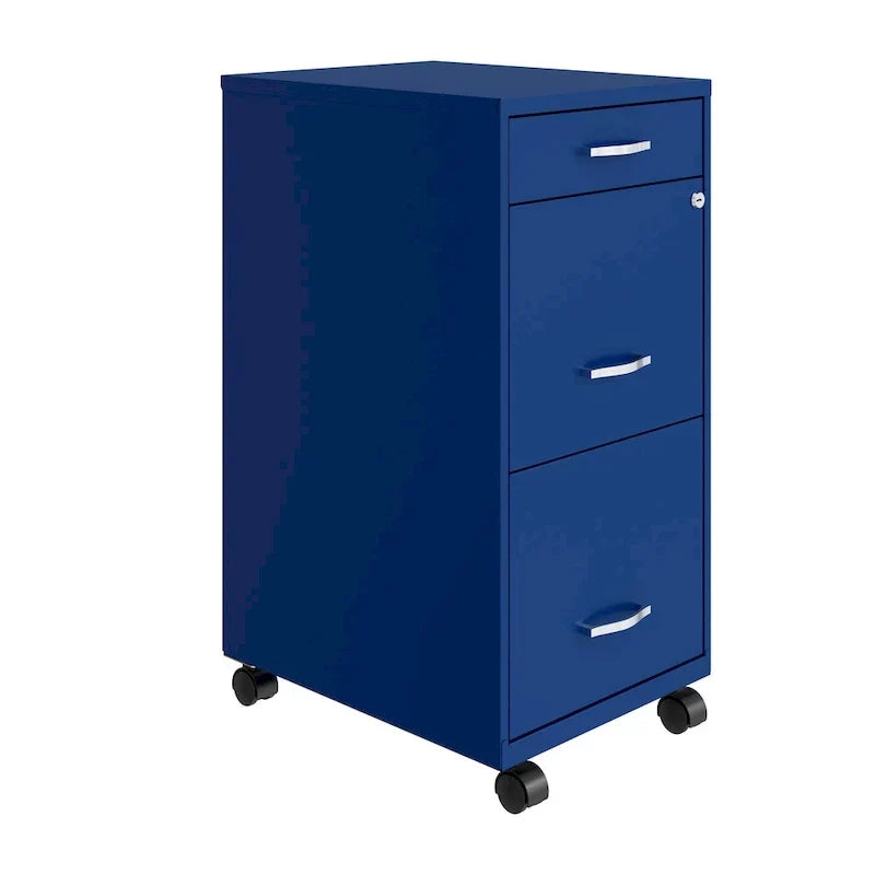 Classeur à roulettes Space Solutions à 3 tiroirs profonds de 45,7 cm, bleu classique