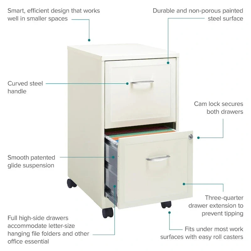 Classeur mobile 2 tiroirs Space Solutions blanc perle