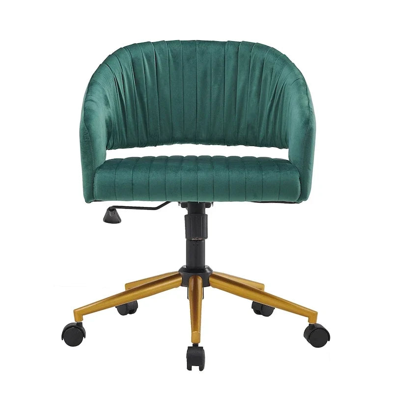 Chaise de bureau moderne dorée en velours pivotante et réglable en hauteur