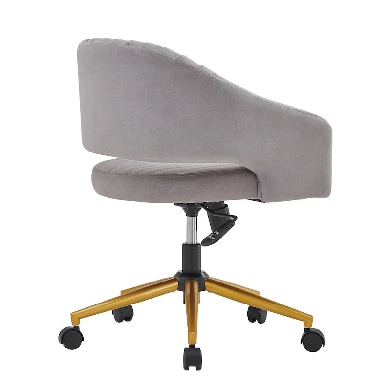 Chaise de bureau moderne dorée en velours pivotante et réglable en hauteur