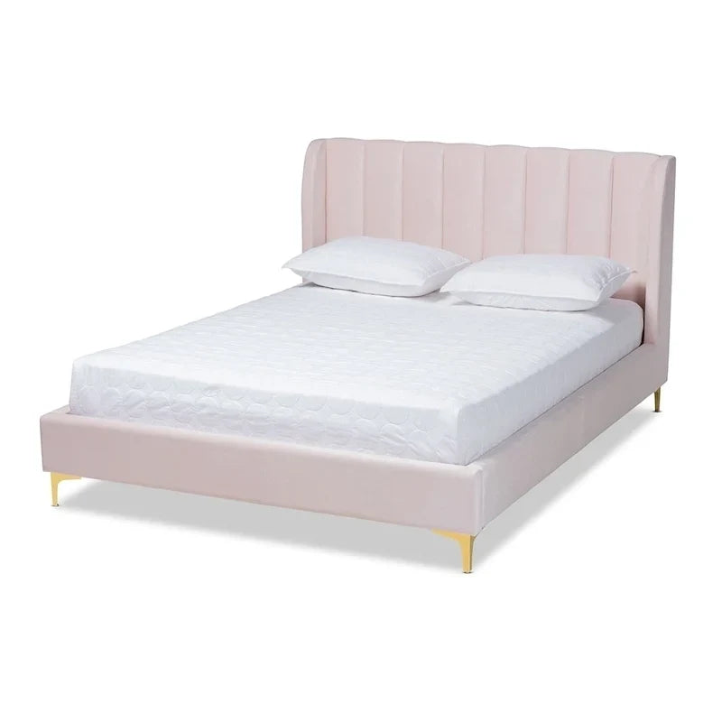 Lit plateforme Silver Orchid Bruce Glam en tissu velours