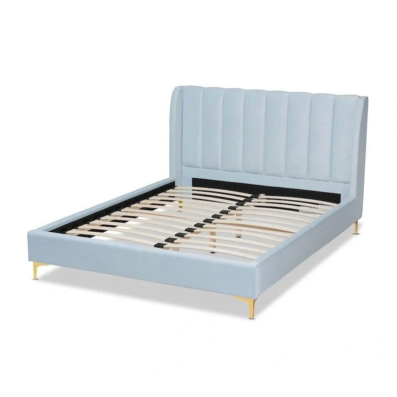 Lit plateforme Silver Orchid Bruce Glam en tissu velours