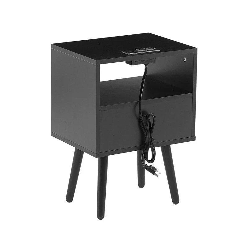 Table de chevet avec station de recharge et tiroir