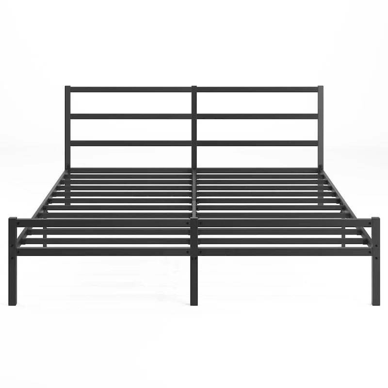 Lit double plate-forme en métal avec tête de lit