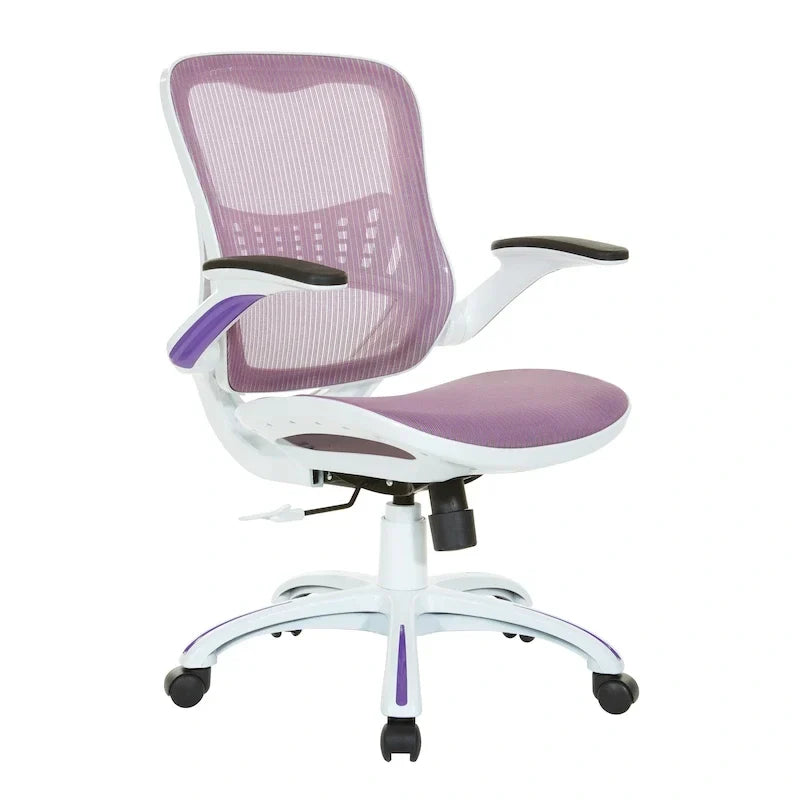 Chaise de bureau Riley avec assise et dossier en maille blanche