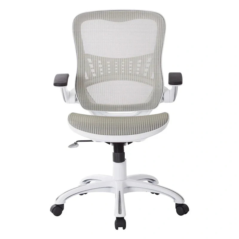 Chaise de bureau Riley avec assise et dossier en maille blanche