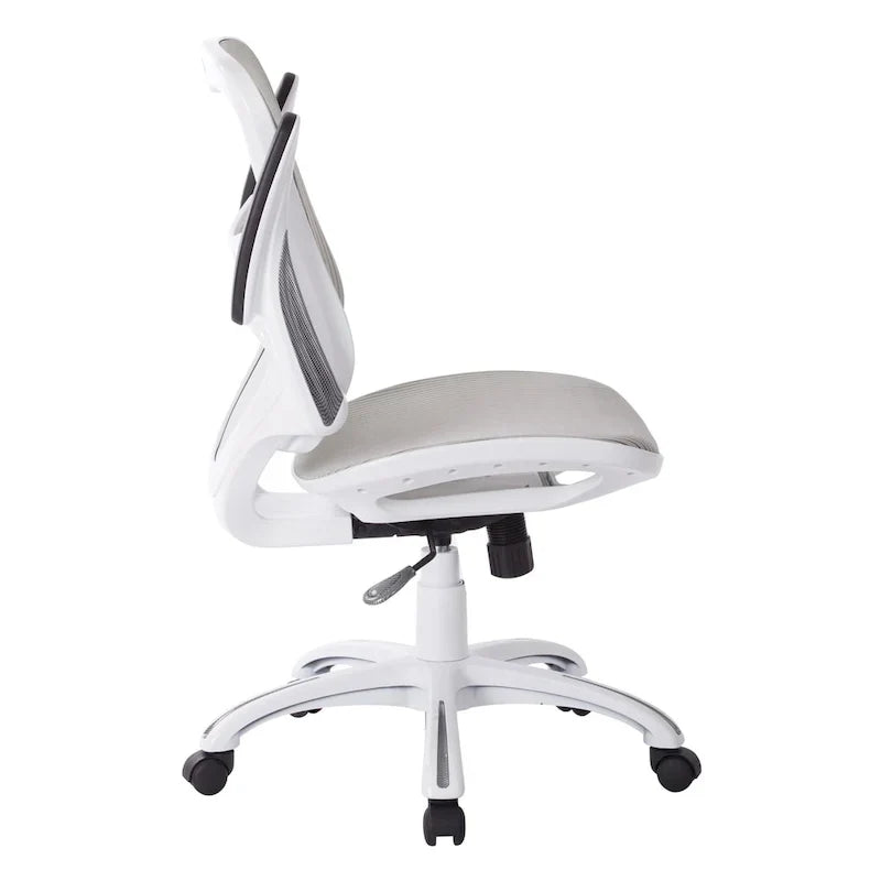Chaise de bureau Riley avec assise et dossier en maille blanche