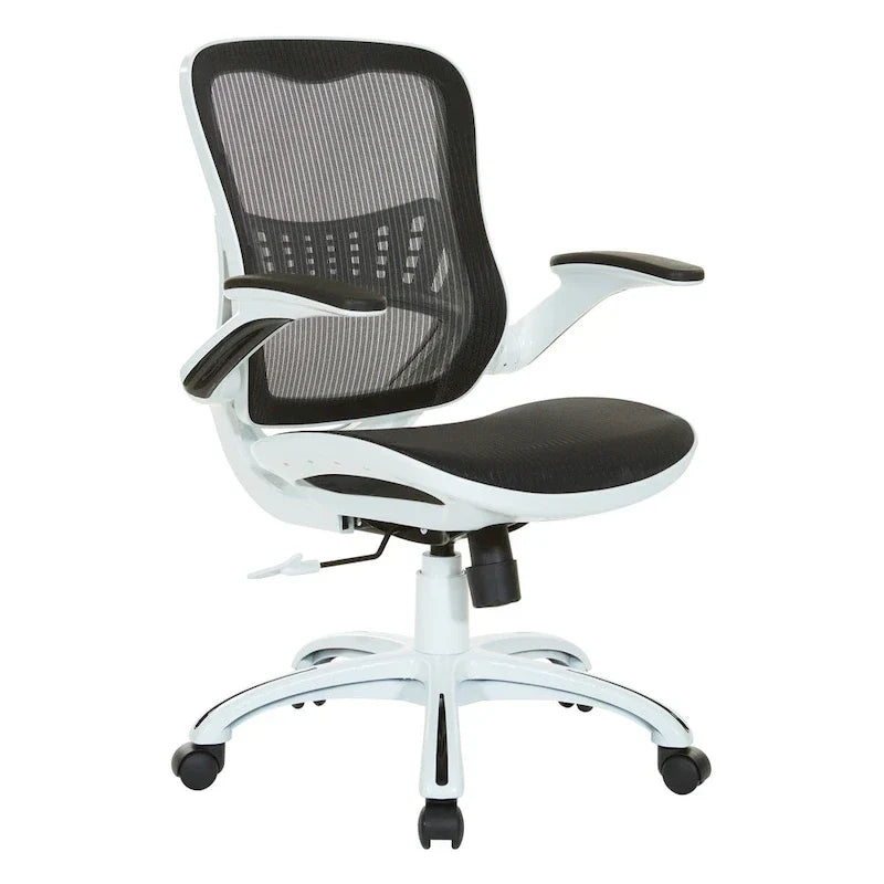 Chaise de bureau Riley avec assise et dossier en maille blanche