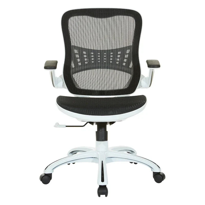Chaise de bureau Riley avec assise et dossier en maille blanche